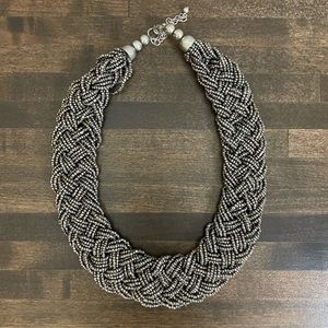 Grey and silver beaded necklace